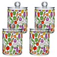 thumbnail image 1 of Yayeee 4 Pack Qtip Holder Bathroom Cotton Swab Canister with Lid Clear Dispenser Set, Vegetables Pattern, 1 of 6