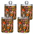 thumbnail image 1 of Yayeee 4 Pack Qtip Holder Bathroom Cotton Swab Canister with Lid Clear Dispenser Set, Vibrant Mushroom, 1 of 6