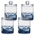 thumbnail image 1 of Yayeee 4 Pack Qtip Holder Bathroom Cotton Swab Canister with Lid Clear Dispenser Set, Watercolor Mountains, 1 of 6