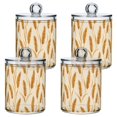 thumbnail image 1 of Yayeee 4 Pack Qtip Holder Bathroom Cotton Swab Canister with Lid Clear Dispenser Set, Wheat Ears Pattern, 1 of 6