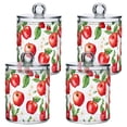 thumbnail image 1 of Yayeee 4 Pack Qtip Holder Bathroom Cotton Swab Canister with Lid Clear Dispenser Set, White Apple Pattern, 1 of 6