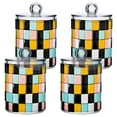 thumbnail image 1 of Yayeee 4 Pack Qtip Holder Bathroom Cotton Swab Canister with Lid Clear Dispenser Set, Yellow Checkered Pattern, 1 of 6