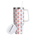 thumbnail image 1 of Yayeee 40oz Stainless Steel Tumbler with Straw and Handle Double-Wall Insulated Travel Water Bottle, Blue Stripes Lobster Pattern, 1 of 8