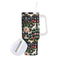 thumbnail image 1 of Yayeee 40oz Stainless Steel Tumbler with Straw and Handle Double-Wall Insulated Travel Water Bottle, Floral Dogs Pattern, 1 of 8