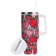 thumbnail image 1 of Yayeee 40oz Stainless Steel Tumbler with Straw and Handle Double-Wall Insulated Travel Water Bottle, Sweet Strawberry, 1 of 8