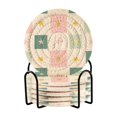 thumbnail image 1 of Yayeee 6 PCS Drink Coasters with Holder Set Woven Absorbent Round Tabletop Hot Pad, Beige Abstract, 1 of 7