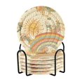 thumbnail image 1 of Yayeee 6 PCS Drink Coasters with Holder Set Woven Absorbent Round Tabletop Hot Pad, Beige Clouds, 1 of 7