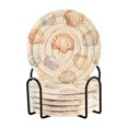 thumbnail image 1 of Yayeee 6 PCS Drink Coasters with Holder Set Woven Absorbent Round Tabletop Hot Pad, Beige Seashell, 1 of 7