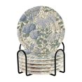 thumbnail image 1 of Yayeee 6 PCS Drink Coasters with Holder Set Woven Absorbent Round Tabletop Hot Pad, Blue Hydrangeas Pattern, 1 of 7