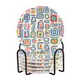 thumbnail image 1 of Yayeee 6 PCS Drink Coasters with Holder Set Woven Absorbent Round Tabletop Hot Pad, Blue Retro Pattern, 1 of 7