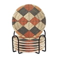 thumbnail image 1 of Yayeee 6 PCS Drink Coasters with Holder Set Woven Absorbent Round Tabletop Hot Pad, Checkered Pattern, 1 of 7
