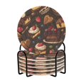 thumbnail image 1 of Yayeee 6 PCS Drink Coasters with Holder Set Woven Absorbent Round Tabletop Hot Pad, Chocolate Cakes, 1 of 7
