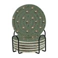 thumbnail image 1 of Yayeee 6 PCS Drink Coasters with Holder Set Woven Absorbent Round Tabletop Hot Pad, Christmas Forest, 1 of 7