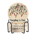thumbnail image 1 of Yayeee 6 PCS Drink Coasters with Holder Set Woven Absorbent Round Tabletop Hot Pad, Christmas Light, 1 of 7