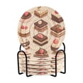 thumbnail image 1 of Yayeee 6 PCS Drink Coasters with Holder Set Woven Absorbent Round Tabletop Hot Pad, Cute Chocolate Cakes, 1 of 7