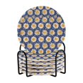 thumbnail image 1 of Yayeee 6 PCS Drink Coasters with Holder Set Woven Absorbent Round Tabletop Hot Pad, Elegant Daisy Pattern, 1 of 7