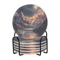thumbnail image 1 of Yayeee 6 PCS Drink Coasters with Holder Set Woven Absorbent Round Tabletop Hot Pad, Ethereal Mountain, 1 of 7