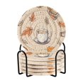 thumbnail image 1 of Yayeee 6 PCS Drink Coasters with Holder Set Woven Absorbent Round Tabletop Hot Pad, Fall Coffee, 1 of 7