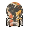 thumbnail image 1 of Yayeee 6 PCS Drink Coasters with Holder Set Woven Absorbent Round Tabletop Hot Pad, Fish Pattern, 1 of 7
