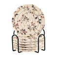 thumbnail image 1 of Yayeee 6 PCS Drink Coasters with Holder Set Woven Absorbent Round Tabletop Hot Pad, Floral Plaid, 1 of 7