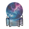 thumbnail image 1 of Yayeee 6 PCS Drink Coasters with Holder Set Woven Absorbent Round Tabletop Hot Pad, Galaxy Pattern, 1 of 7