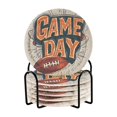 thumbnail image 1 of Yayeee 6 PCS Drink Coasters with Holder Set Woven Absorbent Round Tabletop Hot Pad, Game Day, 1 of 7