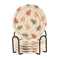 thumbnail image 1 of Yayeee 6 PCS Drink Coasters with Holder Set Woven Absorbent Round Tabletop Hot Pad, Green Autumn Leaves, 1 of 7
