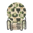 thumbnail image 1 of Yayeee 6 PCS Drink Coasters with Holder Set Woven Absorbent Round Tabletop Hot Pad, Green Circle, 1 of 7