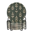 thumbnail image 1 of Yayeee 6 PCS Drink Coasters with Holder Set Woven Absorbent Round Tabletop Hot Pad, Green Plants, 1 of 7