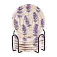 thumbnail image 1 of Yayeee 6 PCS Drink Coasters with Holder Set Woven Absorbent Round Tabletop Hot Pad, Lavender Pattern, 1 of 7