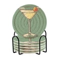 thumbnail image 1 of Yayeee 6 PCS Drink Coasters with Holder Set Woven Absorbent Round Tabletop Hot Pad, Lemon Glass, 1 of 7