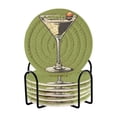 thumbnail image 1 of Yayeee 6 PCS Drink Coasters with Holder Set Woven Absorbent Round Tabletop Hot Pad, Light Black Martini, 1 of 7
