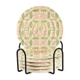 thumbnail image 1 of Yayeee 6 PCS Drink Coasters with Holder Set Woven Absorbent Round Tabletop Hot Pad, Light Green Geometric, 1 of 7