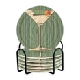 thumbnail image 1 of Yayeee 6 PCS Drink Coasters with Holder Set Woven Absorbent Round Tabletop Hot Pad, Martini Olive, 1 of 7