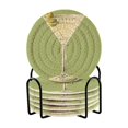 thumbnail image 1 of Yayeee 6 PCS Drink Coasters with Holder Set Woven Absorbent Round Tabletop Hot Pad, Martini with Olive, 1 of 7
