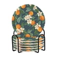 thumbnail image 1 of Yayeee 6 PCS Drink Coasters with Holder Set Woven Absorbent Round Tabletop Hot Pad, Orange Fruit, 1 of 7