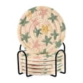 thumbnail image 1 of Yayeee 6 PCS Drink Coasters with Holder Set Woven Absorbent Round Tabletop Hot Pad, Pastel Pink Stars, 1 of 7