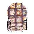 thumbnail image 1 of Yayeee 6 PCS Drink Coasters with Holder Set Woven Absorbent Round Tabletop Hot Pad, Purple Jam, 1 of 7