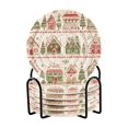 thumbnail image 1 of Yayeee 6 PCS Drink Coasters with Holder Set Woven Absorbent Round Tabletop Hot Pad, Red Christmas House, 1 of 7