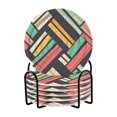 thumbnail image 1 of Yayeee 6 PCS Drink Coasters with Holder Set Woven Absorbent Round Tabletop Hot Pad, Red Geometric, 1 of 7