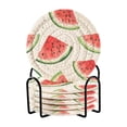 thumbnail image 1 of Yayeee 6 PCS Drink Coasters with Holder Set Woven Absorbent Round Tabletop Hot Pad, Red Watermelon, 1 of 7