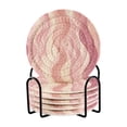 thumbnail image 1 of Yayeee 6 PCS Drink Coasters with Holder Set Woven Absorbent Round Tabletop Hot Pad, Soft Brown Pattern, 1 of 7