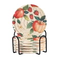 thumbnail image 1 of Yayeee 6 PCS Drink Coasters with Holder Set Woven Absorbent Round Tabletop Hot Pad, Strawberry Pattern, 1 of 7