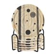 thumbnail image 1 of Yayeee 6 PCS Drink Coasters with Holder Set Woven Absorbent Round Tabletop Hot Pad, Stripes Pattern, 1 of 7
