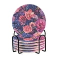 thumbnail image 1 of Yayeee 6 PCS Drink Coasters with Holder Set Woven Absorbent Round Tabletop Hot Pad, Vibrant Art Flowers, 1 of 7