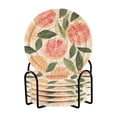 thumbnail image 1 of Yayeee 6 PCS Drink Coasters with Holder Set Woven Absorbent Round Tabletop Hot Pad, Watercolor Grapefruit, 1 of 7