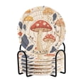thumbnail image 1 of Yayeee 6 PCS Drink Coasters with Holder Set Woven Absorbent Round Tabletop Hot Pad, White Mushroom, 1 of 7