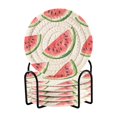 thumbnail image 1 of Yayeee 6 PCS Drink Coasters with Holder Set Woven Absorbent Round Tabletop Hot Pad, White Watermelon, 1 of 7