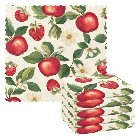 Yayeee 6 Pack Kitchen Dishcloths for Washing Dishes Soft Absorbent Microfiber Towels, Apple Leaves Pattern