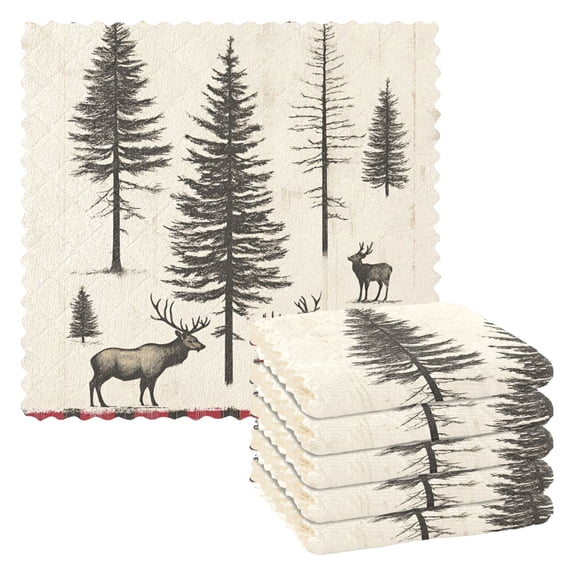Yayeee 6 Pack Kitchen Dish Cloths Set for Washing Soft Drying Absorbent Microfiber Towels, Black Deer